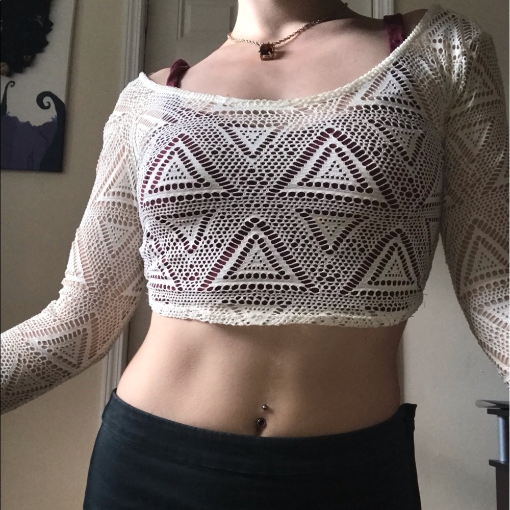 See through triangle pattern crop top